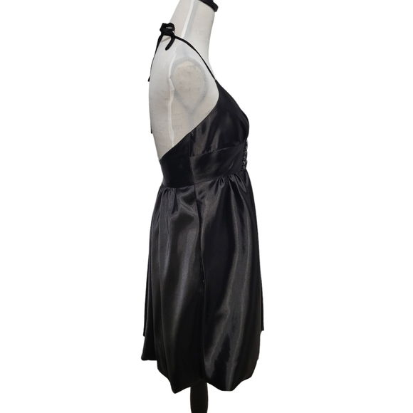 Jessica McClintock black silky halter top bubble dress size 6 - Picture 6 of 8
